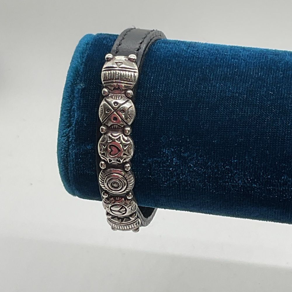 Brighton Harmony Bandit Black and Silver Plate Buckle Bracelet